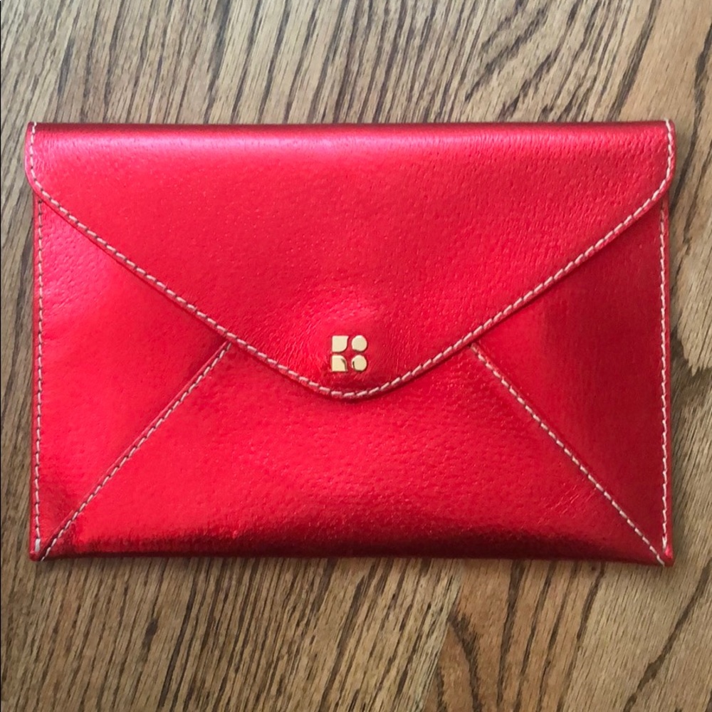 Kate Spade Metallic Red Envelope Clutch